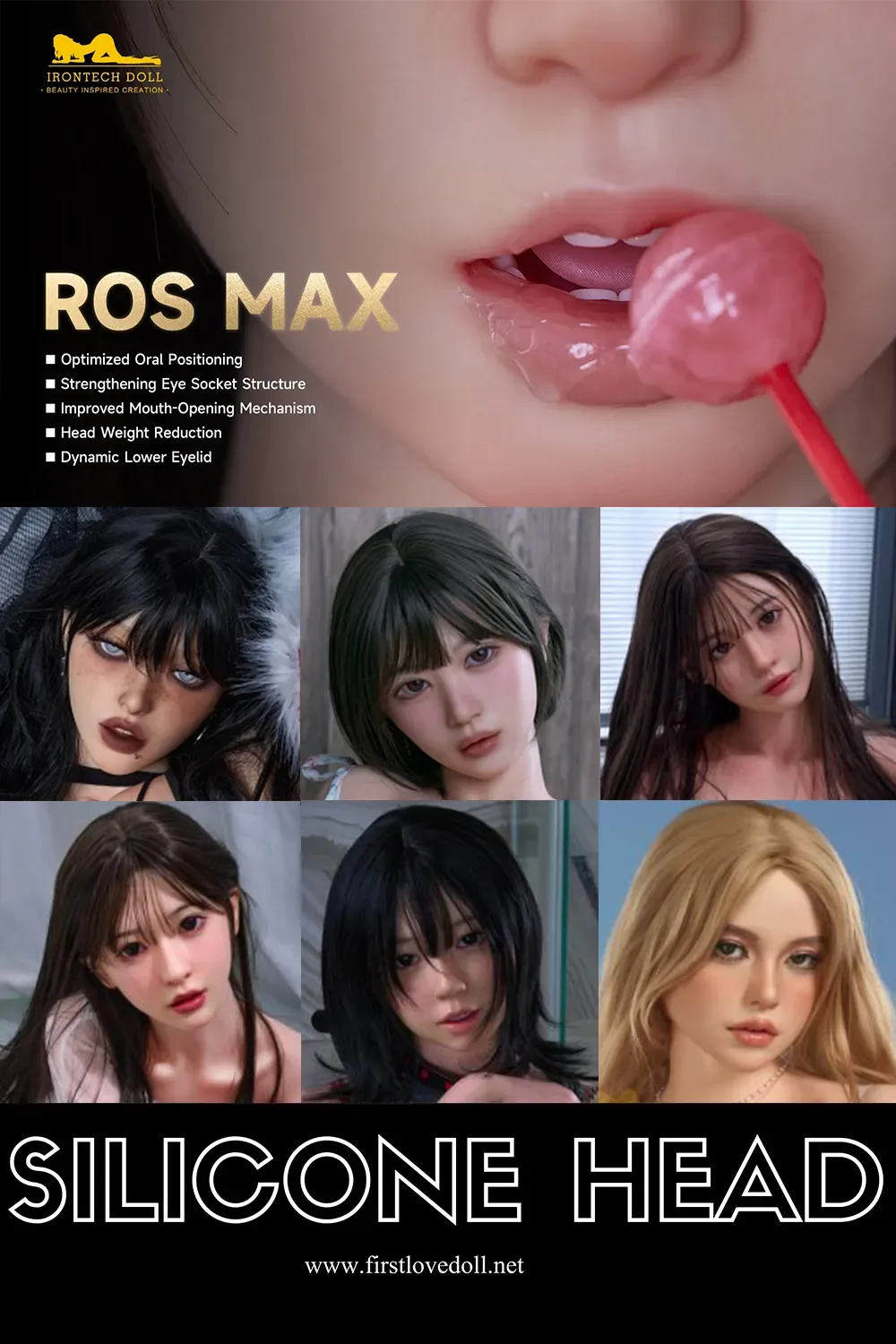 RealLady&Irontech丨ROS MAX- Silicone oral sex doll head - Silicone Head Only view 1