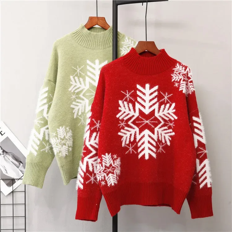Snowflake Christmas Series Knitted Sweater & JK Plaid Skirt view 5