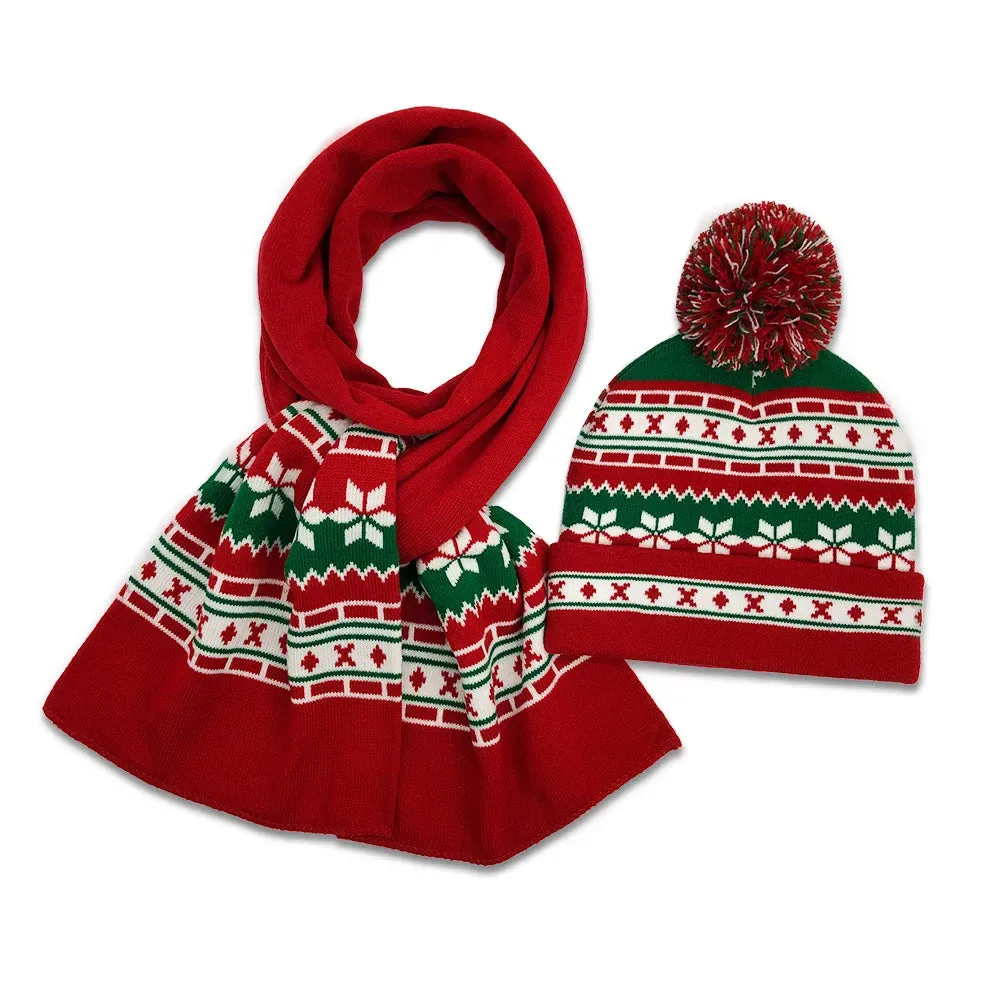 Knitted Christmas Hat Christmas Scarf Set view 6