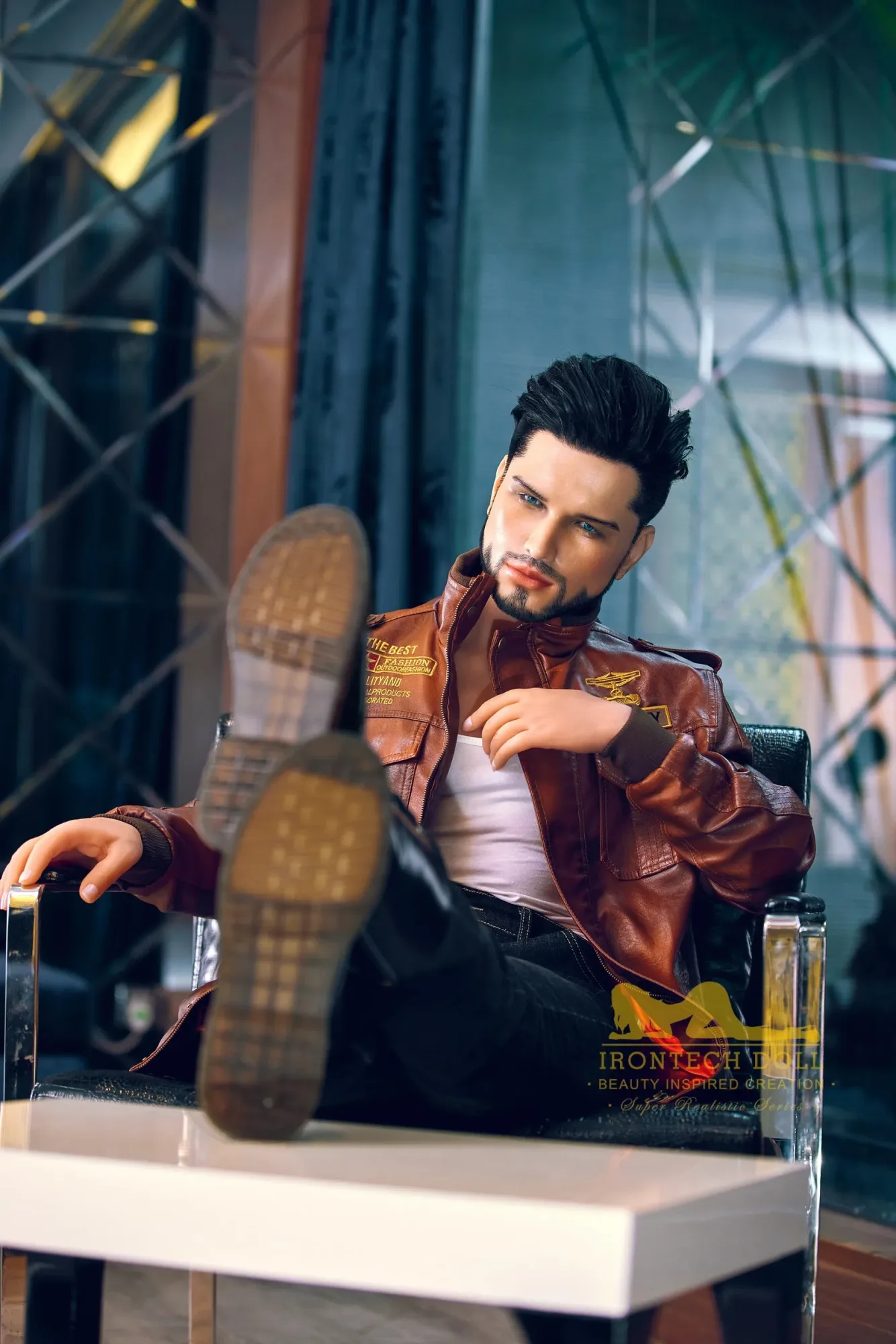 Irontech | Kelvin - 5ft3 (162cm) Biker Hybrid Male Silicone Head Sex Doll view 3