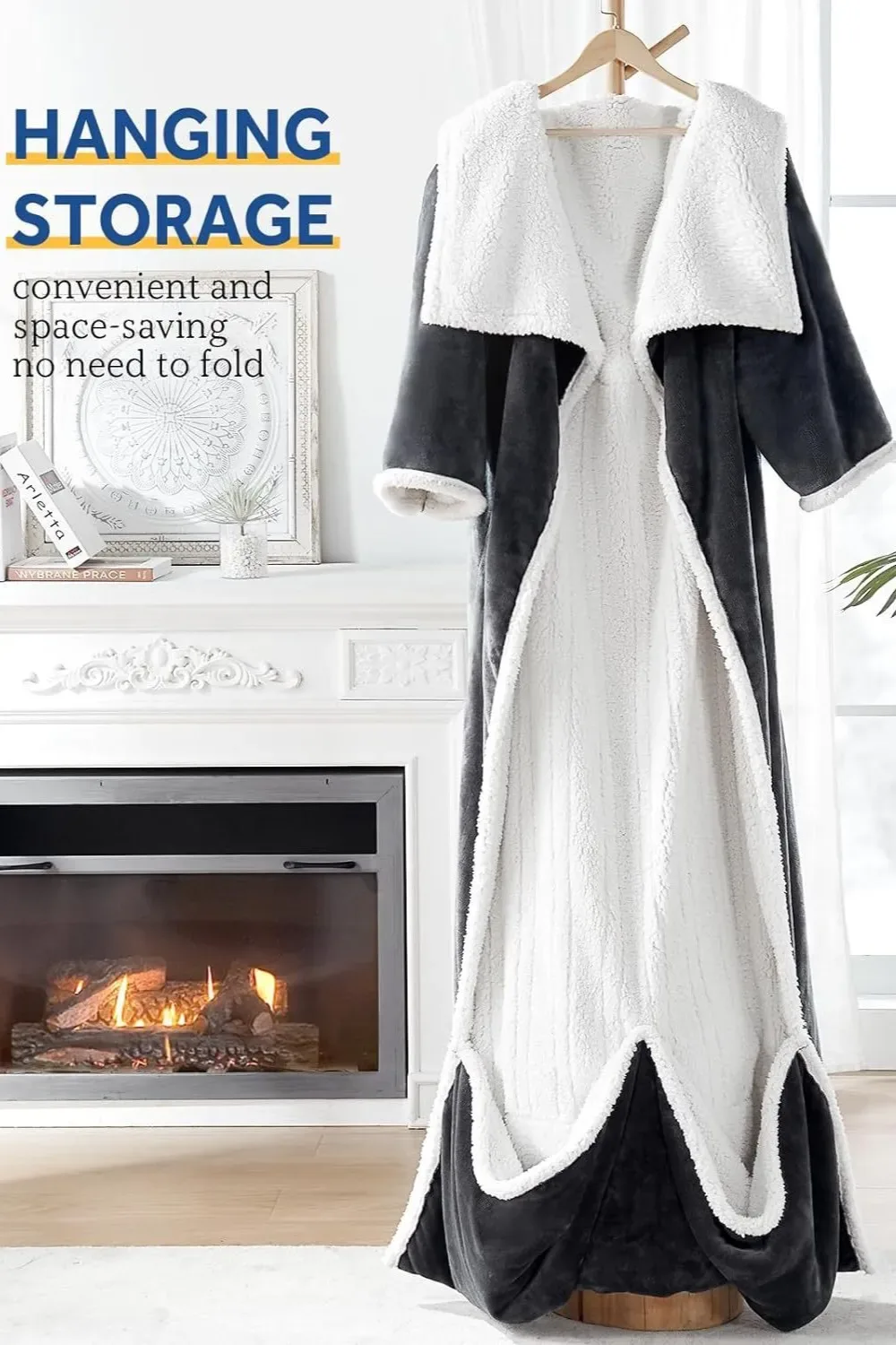 Electric Heating Blanket – Wearable Flannel Lamb Wool Heated Blanket With Sleeves view 1