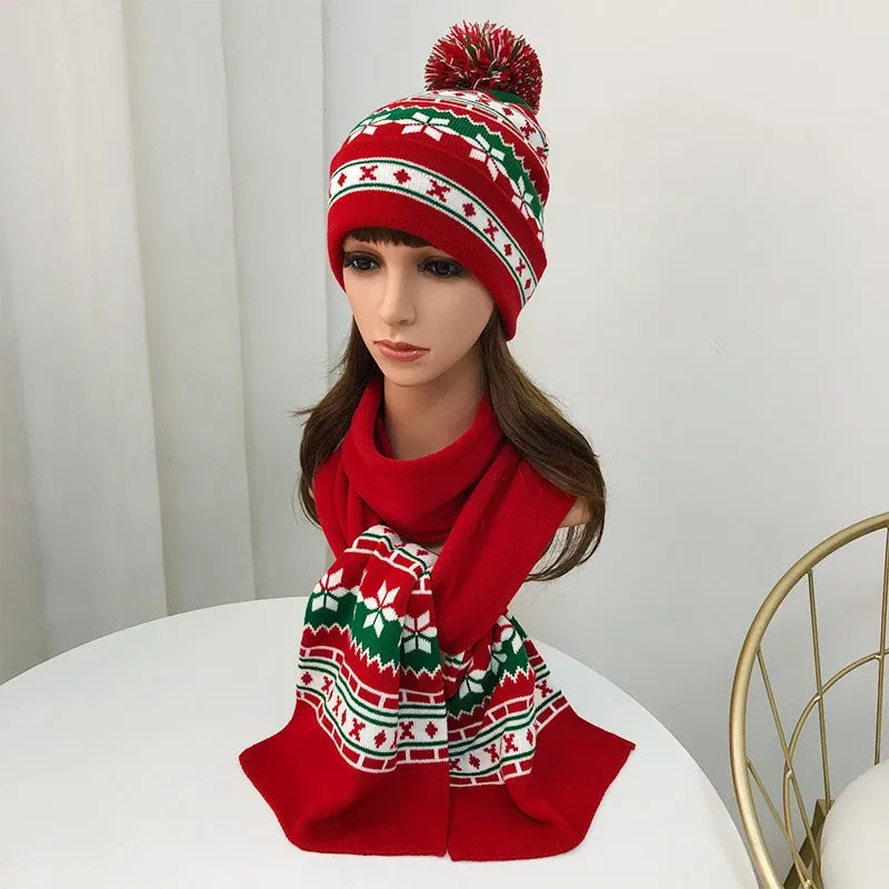 Knitted Christmas Hat Christmas Scarf Set view 2